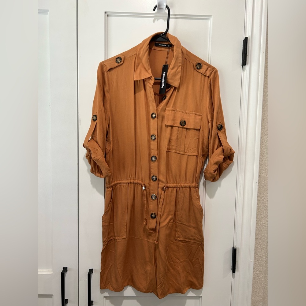 Annabelle Terracotta Button-Up Shorts Romper